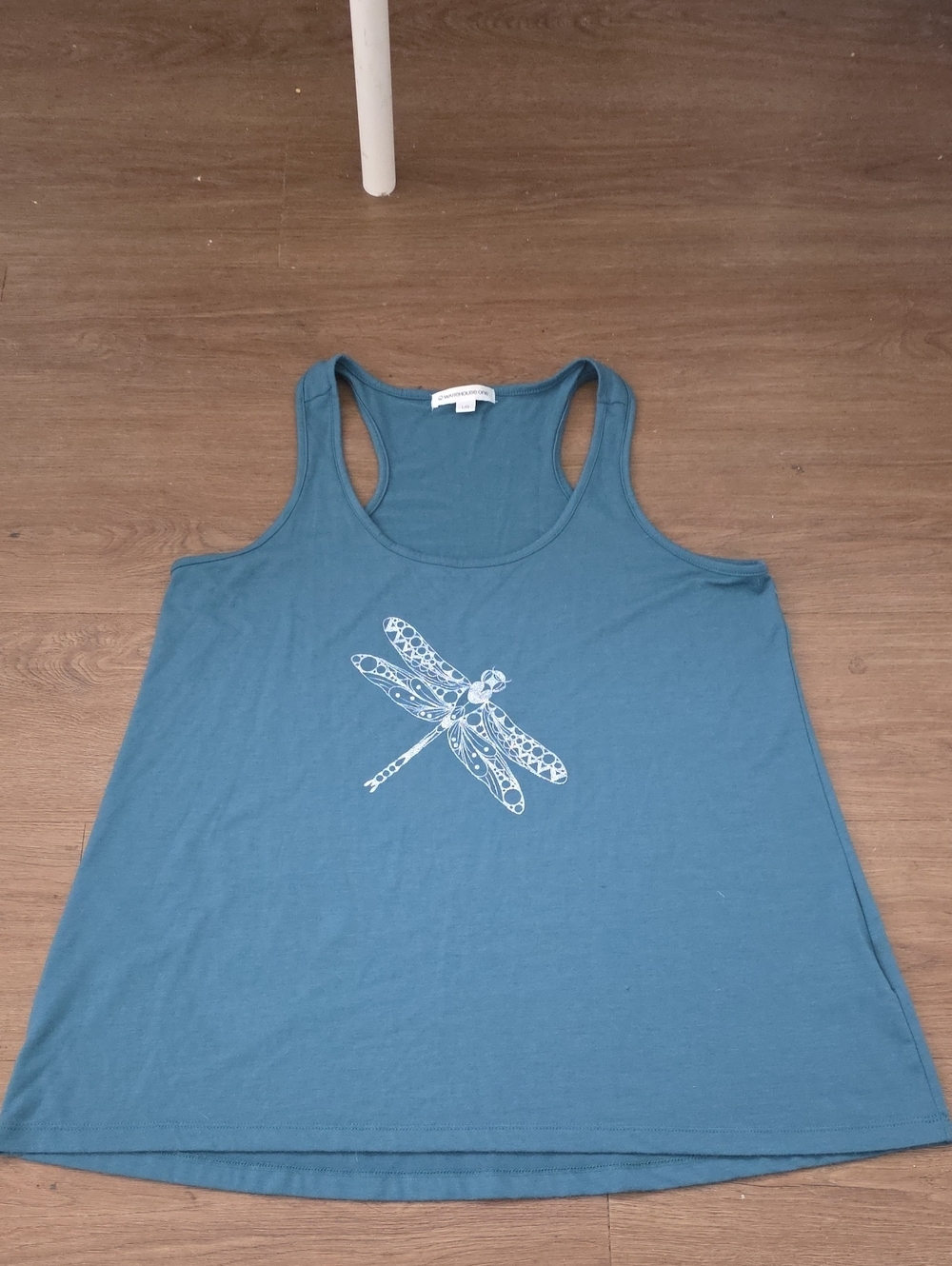 Warehouse Teal Racerback Tank with White Dragonfly Print